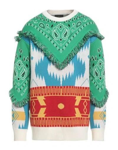 Alanui Man Sweater Ivory Size L Virgin Wool In Green