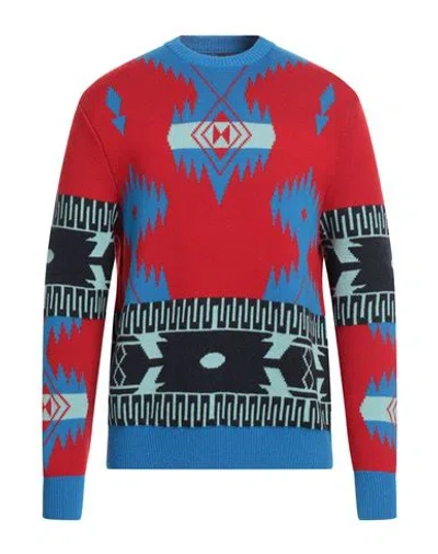 Alanui Man Sweater Red Size L Virgin Wool In Blue