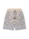 Alanui Men's Cotton Piquet Bandana Bermuda Shorts In Chalk/ Marsala In Neutral