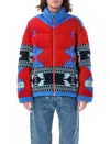 Alanui Icon Jacquard Padded Jacket In Red Multicolor