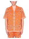 Alanui Bandana Motif Cuban Collar Shirt In Orange