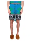 Alanui Piquet Cotton Icon Shorts With Geometric Motif In Multicolour