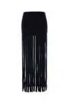 Alanui Fringe Detailing High Waist Midi Length Skirt In Navy Blue