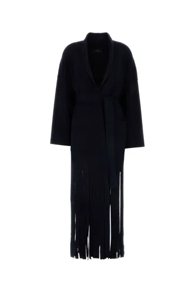 ALANUI MIDNIGHT BLUE FRINGED BELTED COAT