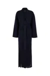 Alanui Fringe Detailed Wool Blend Coat In Dark Blue