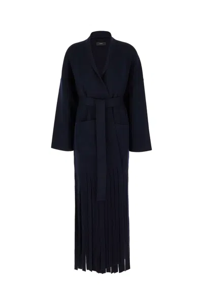 Alanui Midnight Blue Stretch Wool Blend Coat In Dark Blue