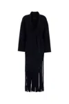 Alanui Fringe Detailed Wool Blend Coat In Midnightb