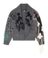 Alanui Midnight In Manhattan Embellished Fringed Cardigan In Gray