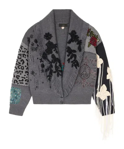 ALANUI MIDNIGHT IN MANHATTAN EMBELLISHED FRINGED CARDIGAN