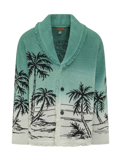 Alanui Mini Knit Cardigan With Artistic Motif In Naturale F