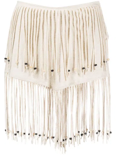 Alanui Monsoon Fringed Miniskirt In Neutrals