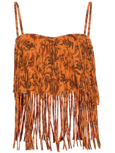 Alanui Monsoon Paisley-print Top In Orange