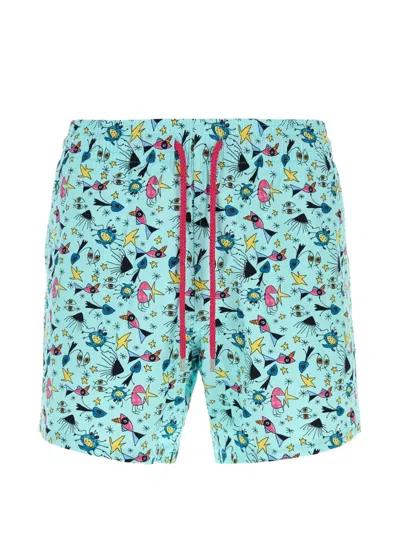 Alanui Moorise Printed Swim Shorts In Blue