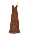 Alanui Mother Nature Crocheted Cotton Maxi Dress In Brown