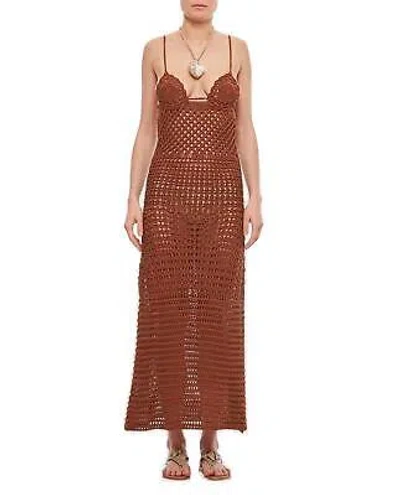 Pre-owned Alanui Mother Nature Crochet Sleeveless Dress In Brown