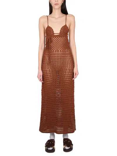 Alanui "mother Nature" Dress In Brown