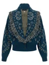 Alanui Thistle Fringe Patterned Bomber Knitwear In Multi