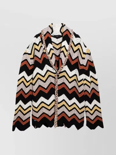 ALANUI MULTICOLOR CHEVRON CROCHET ZIG ZAG CARDIGAN