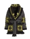 Alanui Icon Belted Fringed Quilted Wool-jacquard Down Jacket In Multicolor