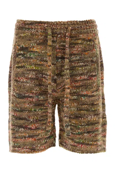 Alanui Multicolor Wool Blend Grunge Beat Bermuda Shorts In Brown