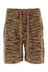 Alanui Multicolor Wool Blend Grunge Beat Bermuda Shorts In White