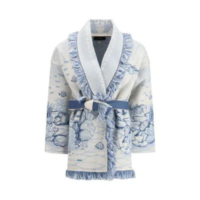 Alanui Multicolor Wool Cardigan In Blue