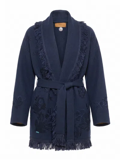 Alanui `nature In Bloom` Cardigan In Blue
