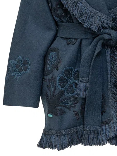 Alanui Nature In Bloom Cardigan In Navy Blue