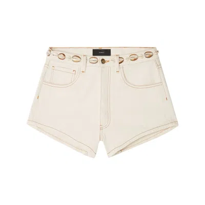 Alanui Sand Denim Ocean Dream Shorts In Neutral