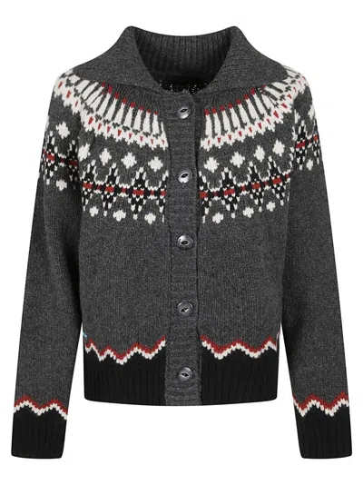 ALANUI NORDIC-INSPIRED BUTTON-UP SWEATER IN DARK GREY