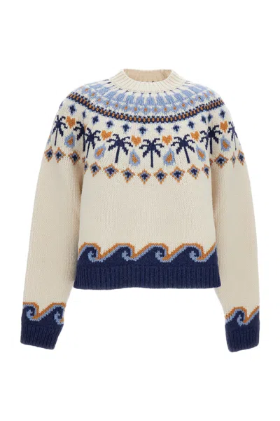 Alanui Nordic-inspired Jacquard Knit Sweater With Ribbed Finish In Multi