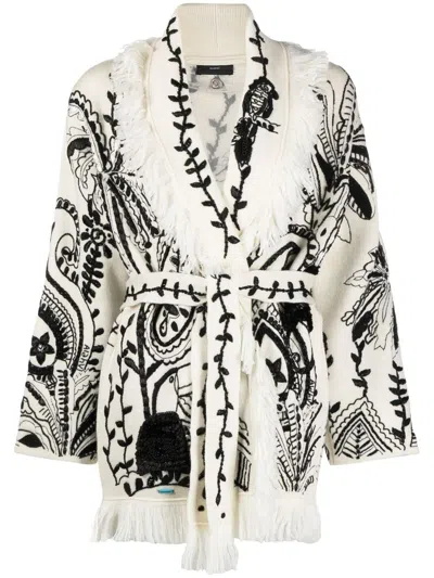 Alanui Oasis Of Imagination Embroidered Cardigan In White