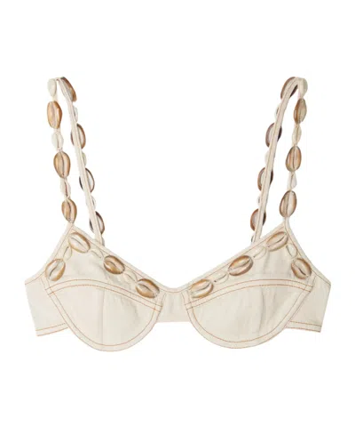 Alanui Ocean Dream Denim Bra In White