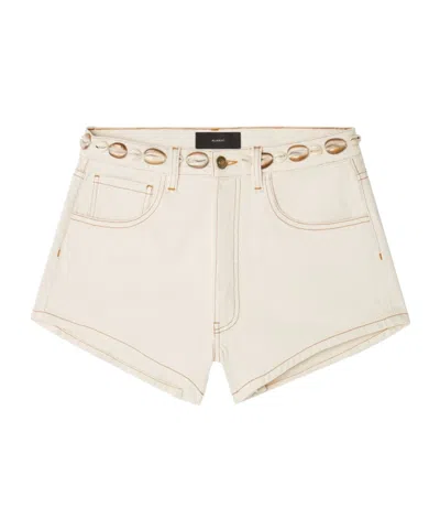 Alanui Sand Denim Ocean Dream Shorts In Neutral