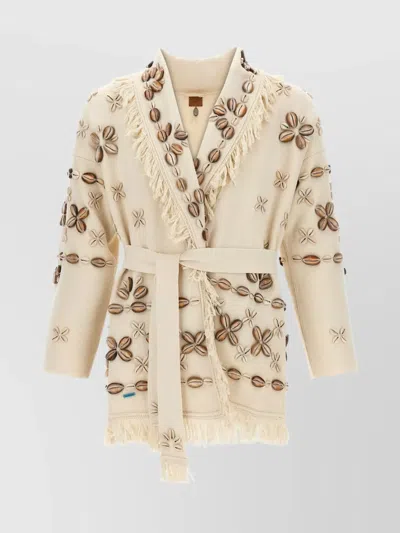 ALANUI OCEAN DREAM FRINGE CARDIGAN WITH SHELL EMBELLISHMENTS