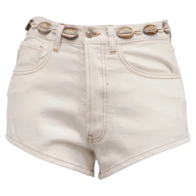 Pre-owned Alanui Ocean Dream Mini Shorts In White Cotton