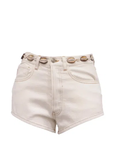 Pre-owned Alanui Ocean Dream Shell-embellished Shorts In White