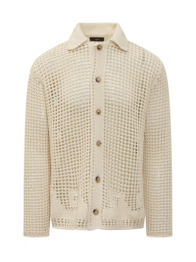 Alanui Off White Relaxed Knitted Shirt In Neutral