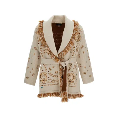 Alanui Off White Shawl Neck Sweater