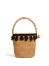 Alanui Paisley Appliqué Raffia Bucket Bag In Neutrals