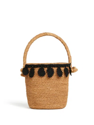 ALANUI PAISLEY-APPLIQUÉ RAFFIA BASKET BAG