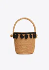 Alanui Paisley Appliqué Raffia Bucket Bag In Natural