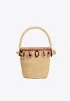 Alanui Raffia Bucket Bag Featuring Paisley Motif In Natural
