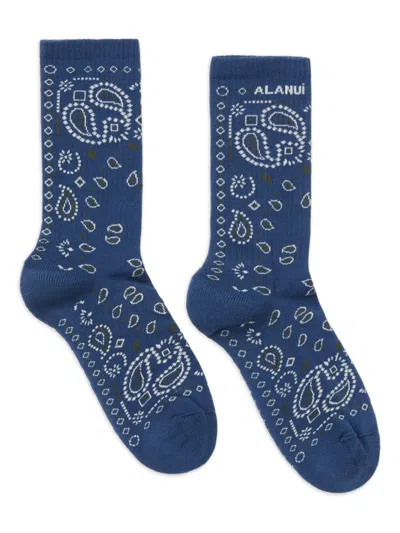 Alanui Paisley Bandana Socks In Blue