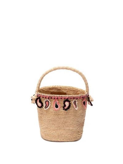 Alanui `paisley` Basket Bag In Beige