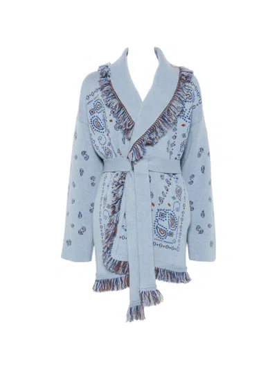 Alanui Paisley Intarsia Cashmere Cardigan In Blue
