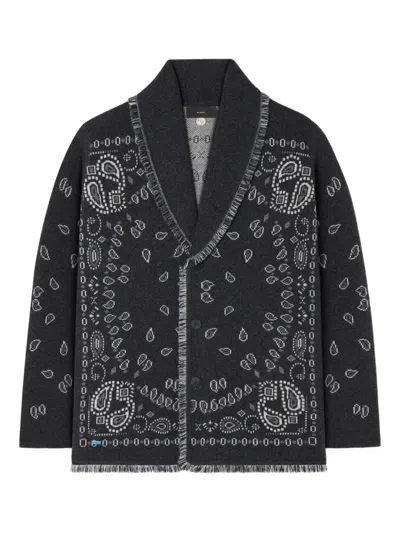 Alanui Bandana Jacquard Cardigan In Black