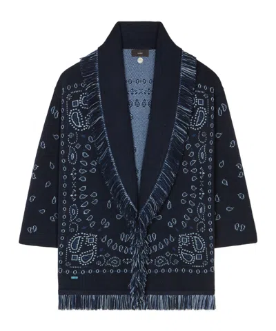 ALANUI ALANUI BANDANA JACQUARD FRINGED CARDIGAN
