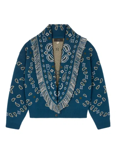 ALANUI PAISLEY-JACQUARD FRINGED CARDIGAN