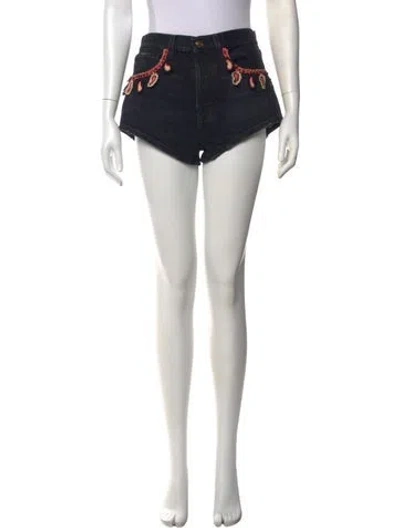 Pre-owned Alanui Paisley Print Mini Shorts In Grey